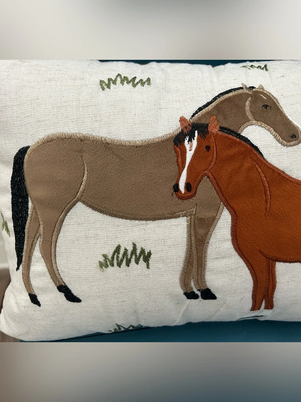 “New” Retreat by Secret Celebrity Embroidered Horse Pillow